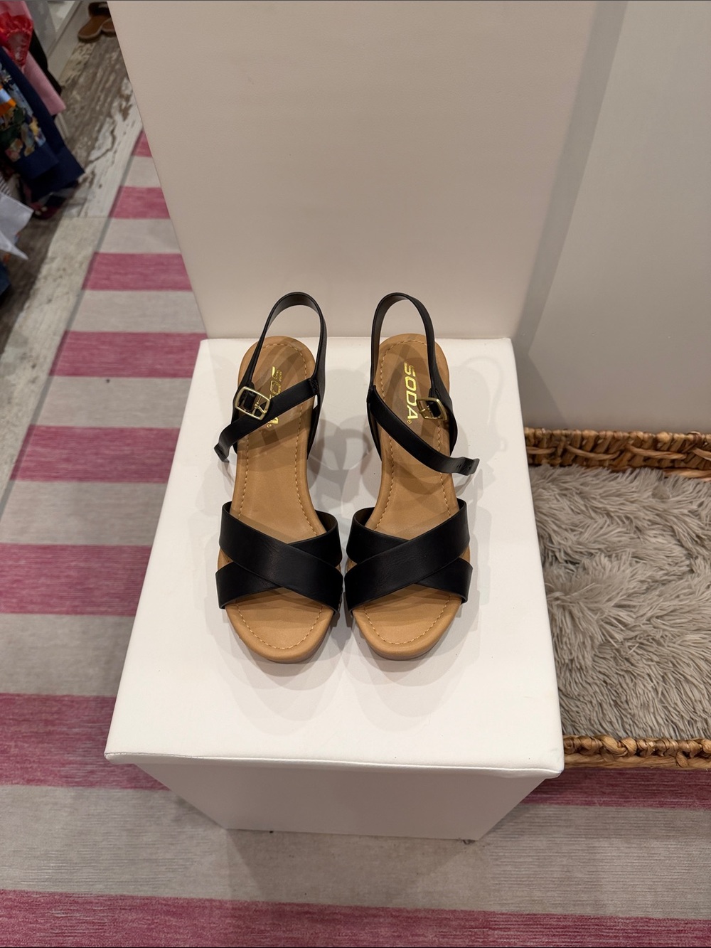 Soda Black Crisscross Slingback Sandals - Never Worn